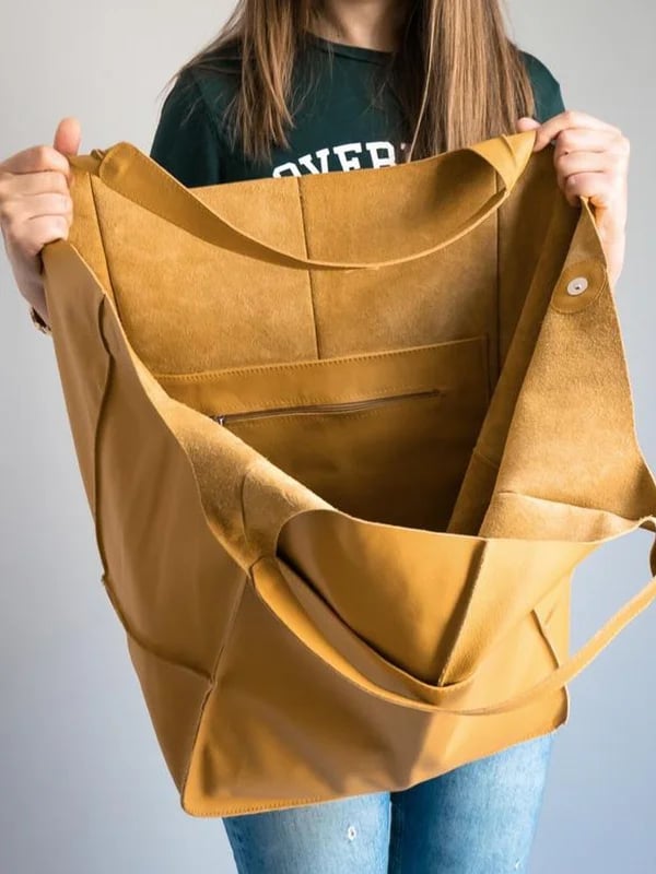 JansenStyle™ Xylia | Nieuwe oversized handgemaakte vegan leren handtas